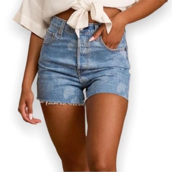 Levi's Ribcage Floral Print Jean Denim Shorts - Picture 3 of 14